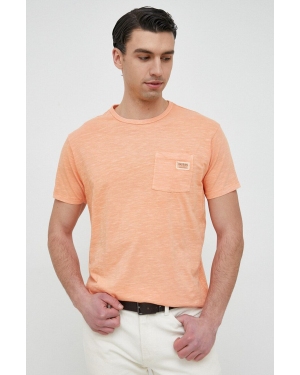 Guess t-shirt bawełniany kolor pomarańczowy gładki