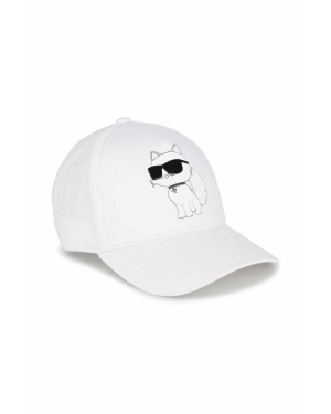 Karl Lagerfeld czapka bawełniana dziecięca kolor biały z nadrukiem