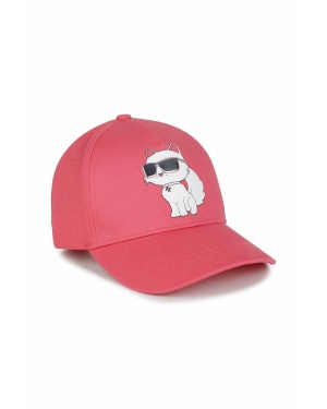Karl Lagerfeld czapka bawełniana dziecięca kolor czerwony z nadrukiem