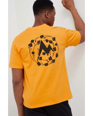 Marmot t-shirt bawełniany kolor żółty z nadrukiem