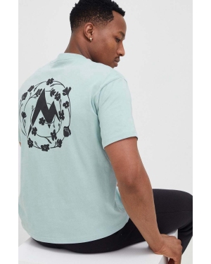 Marmot t-shirt bawełniany kolor turkusowy z nadrukiem