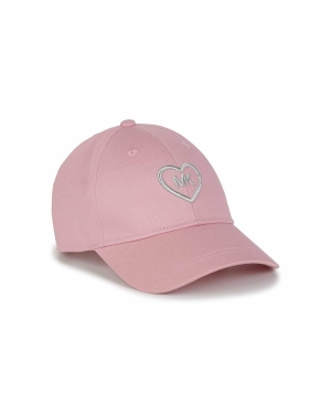Michael Kors czapka bawełniana dziecięca kolor różowy z aplikacją