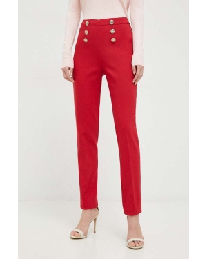 Morgan spodnie damskie kolor czerwony dopasowane high waist