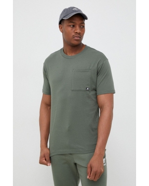 New Balance t-shirt bawełniany kolor zielony gładki