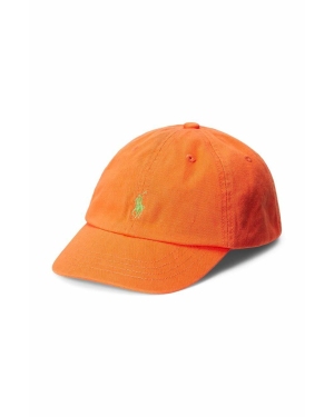 Polo Ralph Lauren czapka z daszkiem bawełniana dziecięca kolor pomarańczowy gładka