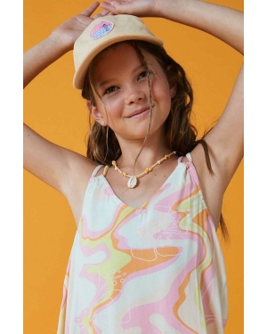 Roxy czapka z daszkiem bawełniana dziecięca kolor beżowy z aplikacją