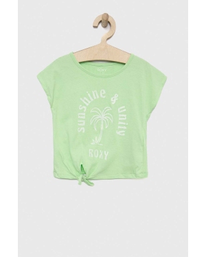 Roxy t-shirt bawełniany dziecięcy kolor zielony