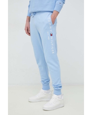Tommy Hilfiger spodnie dresowe bawełniane kolor niebieski z nadrukiem