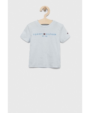 Tommy Hilfiger t-shirt bawełniany dziecięcy kolor turkusowy z nadrukiem