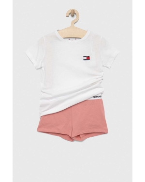 Tommy Hilfiger piżama bawełniana dziecięca kolor różowy z aplikacją