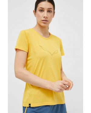 Salewa t-shirt sportowy Pure Eagle Frame Dry kolor żółty 00-0000028449