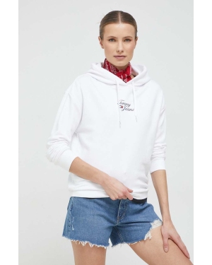 Tommy Jeans bluza damska kolor biały z kapturem z nadrukiem