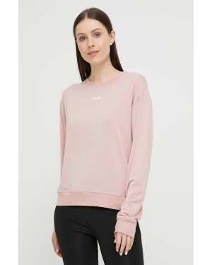 HUGO bluza lounge damska kolor różowy gładka