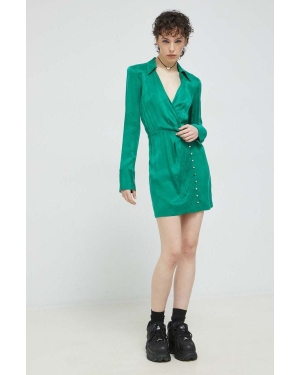 HUGO sukienka kolor zielony mini dopasowana