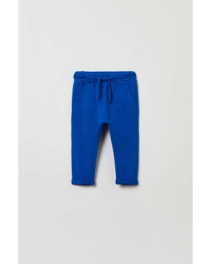 OVS spodnie dresowe bawełniane niemowlęce kolor niebieski z nadrukiem