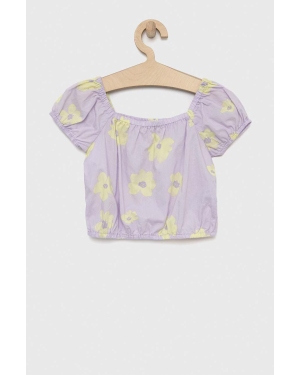 GAP bluzka lniana dziecięca kolor fioletowy gładka