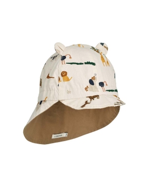 Liewood czapka dwustronna bawełniana dziecięca kolor beżowy wzorzysta