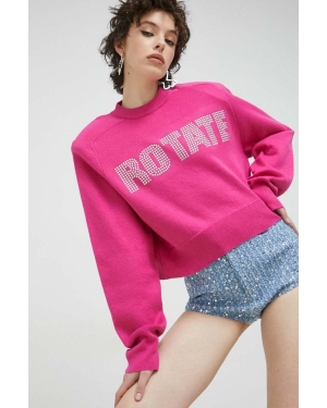Rotate sweter z domieszką kaszmiru kolor różowy