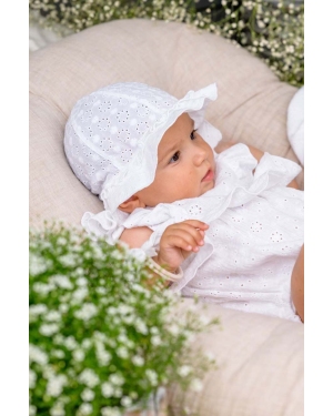 Jamiks czapka dziecięca SCARLETT kolor biały z cienkiej dzianiny bawełniana