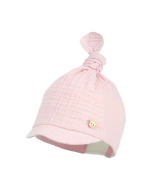 Jamiks czapka bawełniana dziecięca kolor różowy z cienkiej dzianiny bawełniana