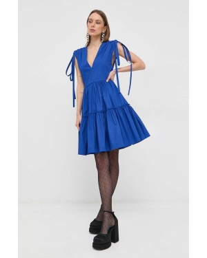 Red Valentino sukienka bawełniana kolor niebieski mini rozkloszowana