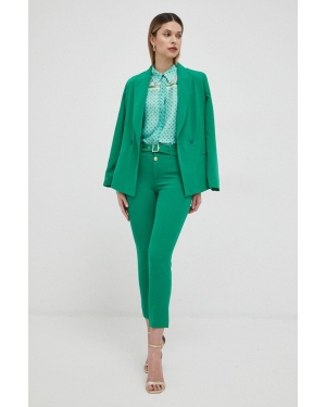 Liu Jo spodnie damskie kolor zielony fason cygaretki high waist