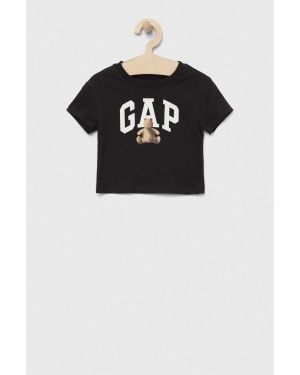 GAP t-shirt bawełniany dziecięcy kolor czarny