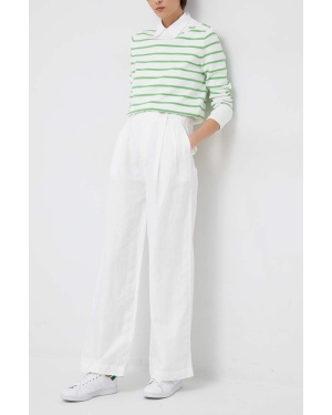 GAP spodnie lniane kolor biały szerokie high waist