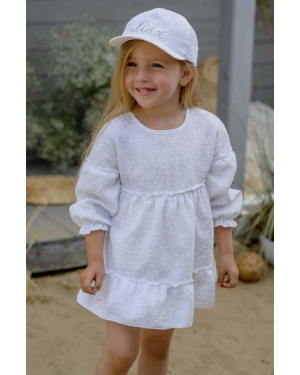 Jamiks czapka bawełniana dziecięca SANTIA kolor biały z aplikacją