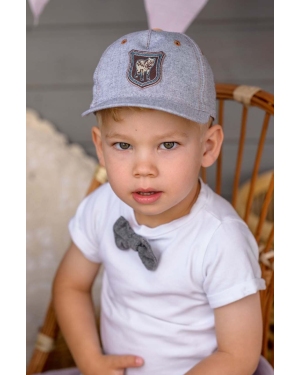 Jamiks czapka bawełniana dziecięca kolor szary z aplikacją