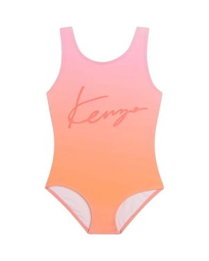 Kenzo Kids jednoczęściowy strój kąpielowy dziecięcy kolor pomarańczowy