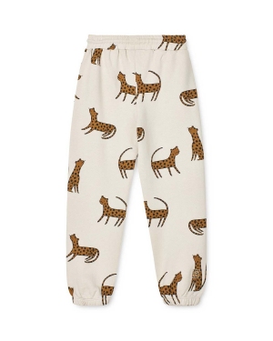 Liewood spodnie dresowe bawełniane dziecięce kolor beżowy wzorzyste