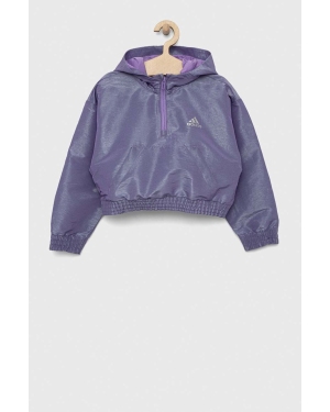 adidas bluza dziecięca G D WV HD HLFZP kolor fioletowy z kapturem gładka