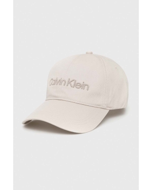 Calvin Klein czapka z daszkiem bawełniana kolor szary z aplikacją