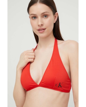 Calvin Klein biustonosz kąpielowy kolor czerwony lekko usztywniona miseczka
