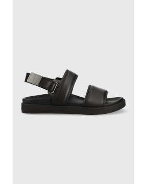 Calvin Klein sandały skórzane BACK STRAP SANDAL LTH męskie kolor czarny HM0HM00946