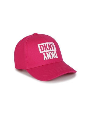 Dkny czapka z daszkiem bawełniana dziecięca kolor różowy z nadrukiem