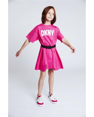Dkny sukienka dziecięca kolor różowy mini oversize