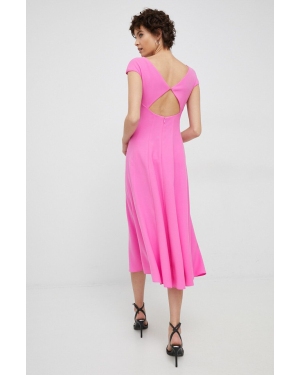 Emporio Armani sukienka kolor różowy midi rozkloszowana
