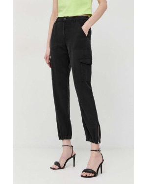 Guess spodnie damskie kolor czarny fason cargo high waist