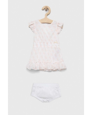 Guess sukienka niemowlęca kolor beżowy mini rozkloszowana