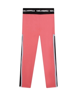 Karl Lagerfeld legginsy dziecięce kolor różowy z nadrukiem