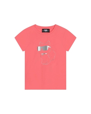 Karl Lagerfeld t-shirt dziecięcy kolor różowy