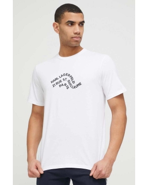 Karl Lagerfeld t-shirt bawełniany kolor biały wzorzysty