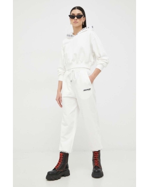 Miss Sixty spodnie dresowe bawełniane kolor biały z aplikacją