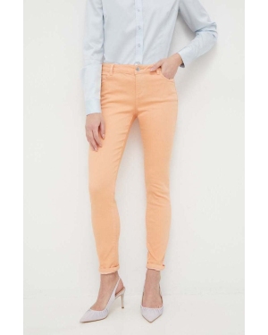 Morgan spodnie damskie kolor pomarańczowy dopasowane high waist