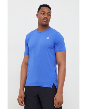 New Balance t-shirt do biegania Accelerate kolor niebieski gładki