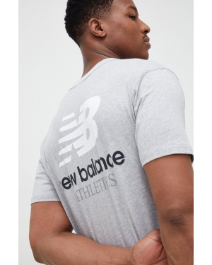 New Balance t-shirt bawełniany kolor szary z nadrukiem MT31504AG-4AG