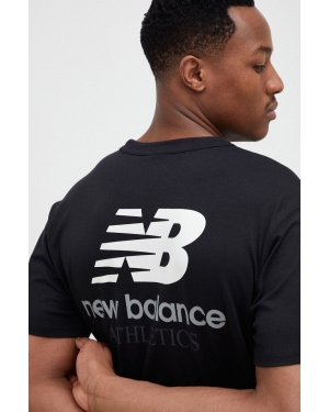 New Balance t-shirt bawełniany kolor czarny z nadrukiem MT31504BK-4BK