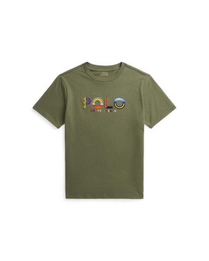 Polo Ralph Lauren t-shirt bawełniany dziecięcy kolor zielony z aplikacją